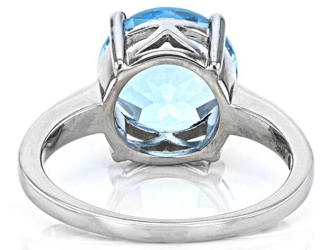 Sky Blue Topaz Rhodium Over Sterling Silver Solitaire Ring 4.04ctw