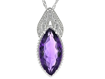 Picture of Purple Amethyst Rhodium Over Sterling Silver Pendant With Chain 10.00ctw