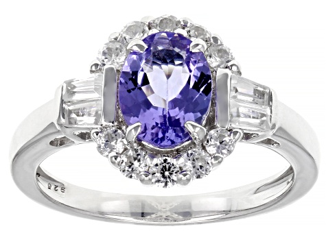 Blue Tanzanite Rhodium Over Sterling Silver Ring 1.96ctw