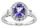 Blue Tanzanite Rhodium Over Sterling Silver Ring 1.96ctw