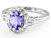 Blue Tanzanite Rhodium Over Sterling Silver Ring 1.96ctw