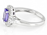 Blue Tanzanite Rhodium Over Sterling Silver Ring 1.96ctw