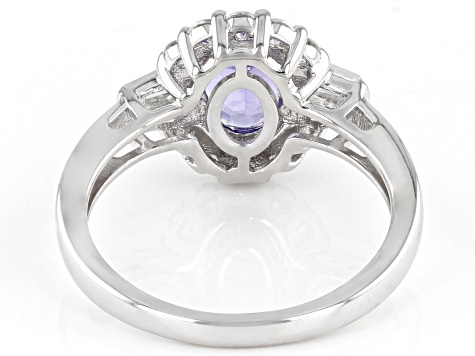 Blue Tanzanite Rhodium Over Sterling Silver Ring 1.96ctw