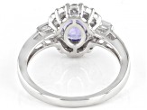 Blue Tanzanite Rhodium Over Sterling Silver Ring 1.96ctw