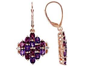 Purple African Amethyst 18k Rose Gold Over Sterling Silver Dangle Earrings 4.59ctw
