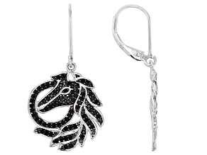Black Spinel Rhodium Over Sterling Silver Horse Earrings 0.69ctw