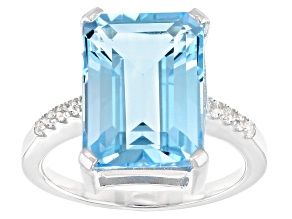 Sky Blue Topaz Rhodium Over Sterling Silver Ring 8.10ctw