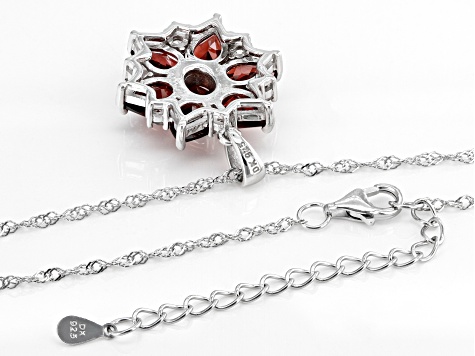 Red Vermelho Garnet(TM) Rhodium Over Sterling Silver Pendant With Chain 5.70ctw