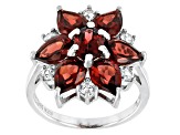 Red Vermelho Garnet(TM) Rhodium Over Sterling Silver Ring 5.71ctw