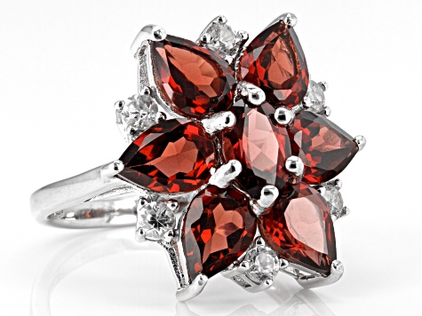 Red Vermelho Garnet(TM) Rhodium Over Sterling Silver Ring 5.71ctw