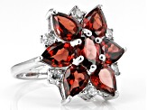 Red Vermelho Garnet(TM) Rhodium Over Sterling Silver Ring 5.71ctw