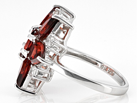 Red Vermelho Garnet(TM) Rhodium Over Sterling Silver Ring 5.71ctw
