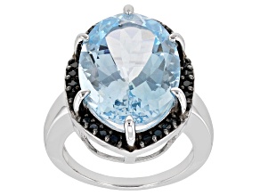 Sky Blue Topaz Rhodium Over Sterling Silver Ring 14.01ctw