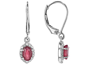 Picture of Red Mahaleo(R) Ruby & White Diamond Rhodium Over Silver Earrings 1.37ctw