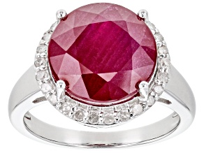 Red Ruby Rhodium Over Sterling Silver Ring 8.67ctw