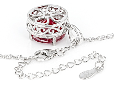 Red Mahaleo® Ruby Rhodium Over Sterling Silver Pendant with Chain 8.66ctw