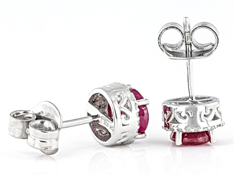 Red Mahaleo(R) Ruby Rhodium Over Sterling Silver Earrings 1.36ctw