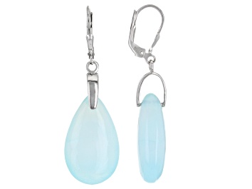 Picture of Peruvian Blue Opal Rhodium Over Sterling Silver Earrings