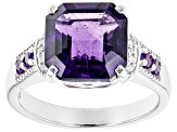 Purple Amethyst Rhodium Over Sterling Silver Ring 3.37ctw