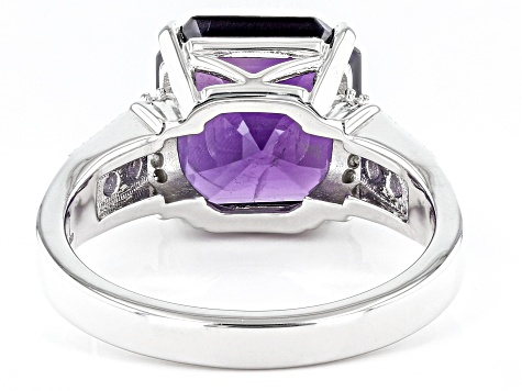 Purple Amethyst Rhodium Over Sterling Silver Ring 3.37ctw