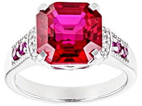 Red Lab Created Ruby Rhodium Over Sterling Silver Ring 5.67ctw