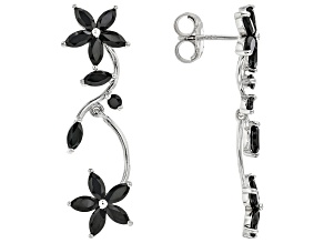 Marquise Black Spinel Rhodium Over Sterling Silver Earrings 3.37ctw