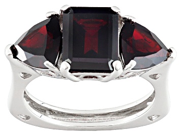 Picture of Red Garnet Rhodium Over Sterling Silver Ring 5.58ctw