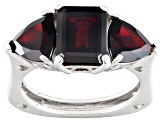 Red Garnet Rhodium Over Sterling Silver Ring 5.58ctw