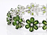 Green Chrome Diopside Rhodium Over Sterling Silver Floral Bracelet 29.08ctw