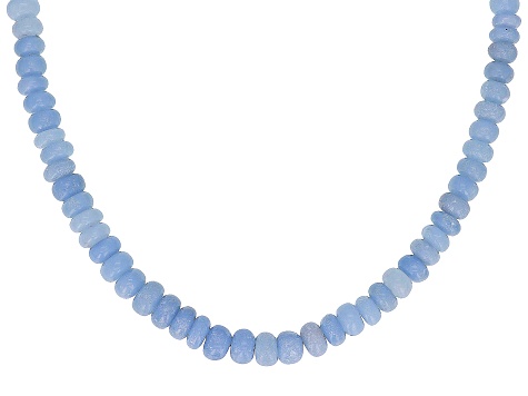 Angelite Rhodium Over Sterling Silver Beaded 18" Necklace