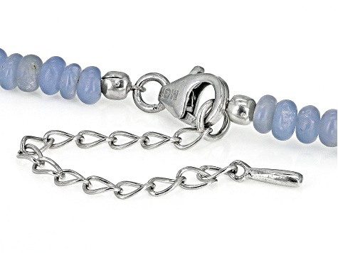 Angelite Rhodium Over Sterling Silver Beaded 18" Necklace