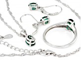Green Lab Created Emerald Rhodium Over Silver Jewelry Set 1.91ctw