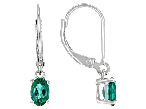 Green Lab Created Emerald Rhodium Over Silver Jewelry Set 1.91ctw