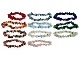 Multi-Gemstone Endless Free-Form and Chip Strand Bracelet Set of 11