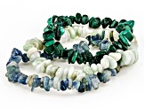 Multi-Gemstone Endless Free-Form and Chip Strand Bracelet Set of 11