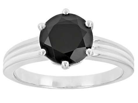 Black Spinel Rhodium Over Silver Ring, Earrings, Pendant With Chain Jewelry Set 9.46ctw