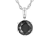 Black Spinel Rhodium Over Silver Ring, Earrings, Pendant With Chain Jewelry Set 9.46ctw