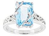 Sky Blue Topaz Rhodium Over Sterling Silver Ring 3.95ctw