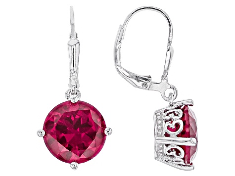Red Lab Created Ruby Sterling Silver Dangle Earrings 7 14ctw Red Lab Created Ruby Sterling Silver Dangle Earrings 7 14ctw