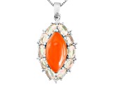 Orange Carnelian Sterling Silver Pendant With Chain 1.47ctw