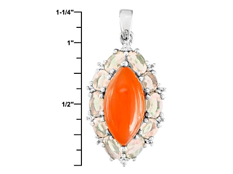 Orange Carnelian Sterling Silver Pendant With Chain 1.47ctw