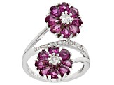 Raspberry Rhodium Over Sterling Silver Ring 4.08ctw