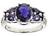 Blue Iolite Rhodium Over Sterling Silver Ring 2.29ctw