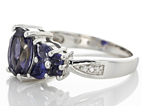 Blue Iolite Rhodium Over Sterling Silver Ring 2.29ctw - NGH373 | JTV.com