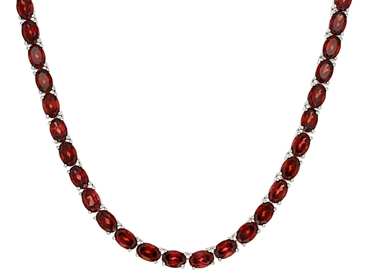 Red Vermelho Garnet(TM) Rhodium Over Sterling Silver Tennis