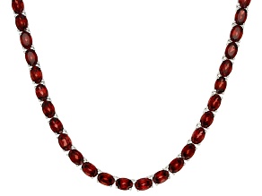 Red Vermelho Garnet(TM) Rhodium Over Sterling Silver Tennis Necklace 35.52ctw