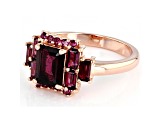 Raspberry rhodolite 18k rose gold over silver ring 2.57ctw