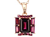 Raspberry Rhodolite 18k Rose Gold Over Sterling Silver Pendant with Chain 2.20ctw