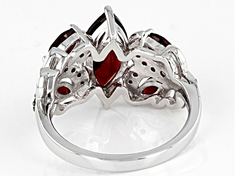 Red Garnet Rhodium Over Sterling Silver Ring 2.44ctw