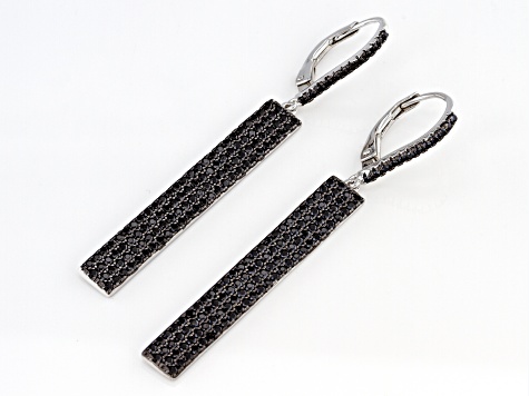 Black spinel rhodium over silver earrings 2.07ctw